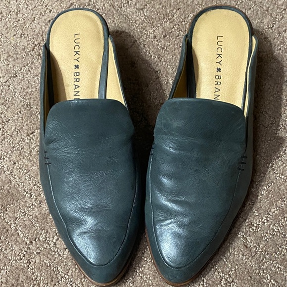 Lucky Brand Shoes - Lucky Brand Women’s Slip-On Leather Mules Teal Green 7M Academia Career